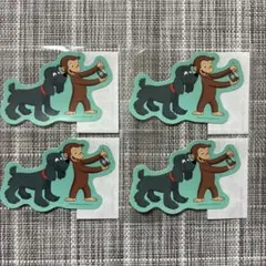 おさるのジョージ ステッカー《ジョージ＆チャーキー》4枚セット