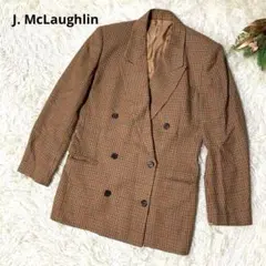 J.McLaughlin　レトロ　テーラードジャケット　9号　茶色　チェック　M