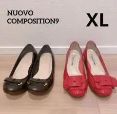 ‼️美品　XL レディース　パンプス　ローヒール ブラック　レッド　25㎝