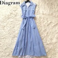 未使用級✨ダイアグラム 24SS ワンピース ロング シャツ リボン ストライプ