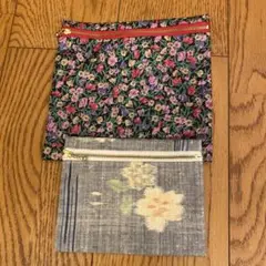 フローラルデザインポーチ2点セット