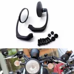 10mm 8mm 可能 正ネジ 逆ネジ バイク ミラー 黒 左右セット ・・