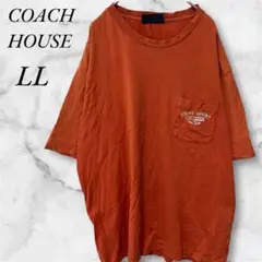 COACH HOUSE 　Tシャツ　半袖　刺繍ロゴ　LL　オレンジ