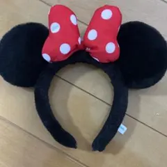 ミニーマウス カチューシャ 赤い水玉リボン
