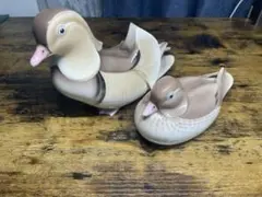 オールドノリタケ Noritake フィギュリン 鴨/カモ おしどり夫婦