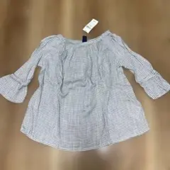 新品タグ付GapKidsストライプ オフショルダーチュニック 110cmガーゼ綿