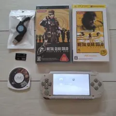 良品★psp本体★シルバー★純正バッテリー、ゲーム３つ、メモリー、新品充電器付
