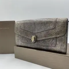 【希少品】BVLGARI セルペンティ 長財布 パイソン シルバー 箱付き