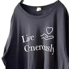 キャンバス Live Generously Tシャツ XLブラック黒グレー 古着