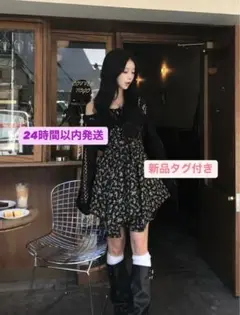 emmy アンバランスヘムフラワーミニワンピース