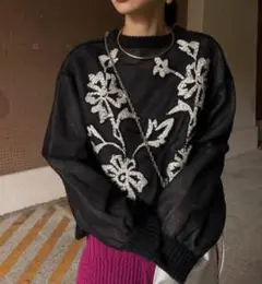 美品✨AMERI UND HAND EMBROIDERY MESH TOP 黒