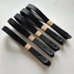 【B級品】15ミリ幅40センチ本革レザー持ち手セットブラックハギレ端切れ