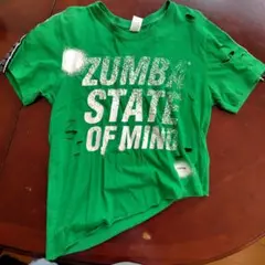 Zumba グリーン Tシャツ XS/S ダメージ加工