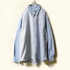 美品 ラルフローレン 長袖 コットン シャツ ストライプ XL オックスフォード
