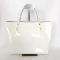 モリハナエ 光沢　エナメルトートバッグ ホワイト　新品
