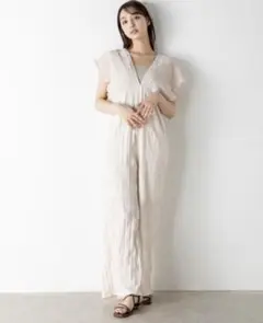 ギャザーオールインワン　ワッシャークロスオールインワン
