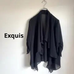 Exquis 黒のドレープカーディガン