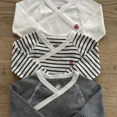 (60cm) 3枚セット PETIT BATEAU 長袖 ラップ ボーダー