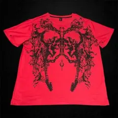 スカル 赤 Tシャツ y2k グランジ パンク 平成 古着 2000s お兄系