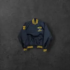 90sUSA製birdieスタジャンナイロンジャケットブルゾンブラックイエロー