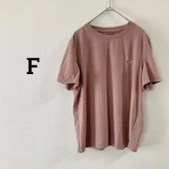 【F】ハート刺繍 半袖Tシャツ ピンク