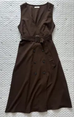 【新品未使用】　ノースリーブワンピース　ブラウン　茶色　ベルト付き