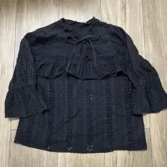 デイシー　deicy 黒 レース フリル付き シャツ