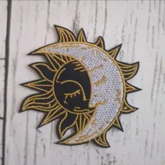 三日月 太陽 アイロンワッペン