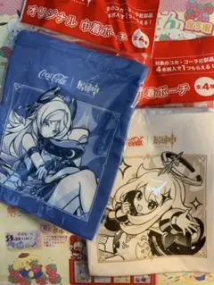 【新品未使用】コカコーラ&原神　【 巾着ポーチ　2コ 】