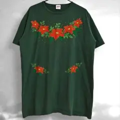 90s USA製 シングル　anvil　花柄　Tシャツ　グリーン　オーバーサイズ