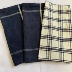 無印良品 クッションカバー チェック柄 ネイビー 3枚セット