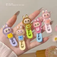 ラブブ　らぶぶ Labubu 前髪クリップ　ヘアピン ヘアクリップ5個セットD