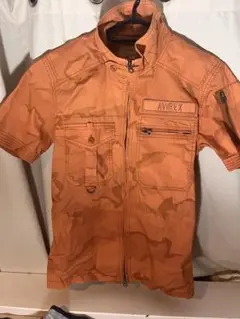 AVIREX オレンジ迷彩柄シャツ Mサイズ