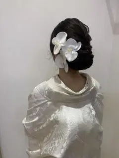 胡蝶蘭　花飾りセット ホワイト オレンジ 4つセット
