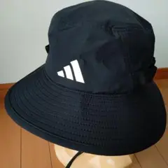美品ワイドプリムアディダスadidas ブラック黒 バケットハットアウトドア