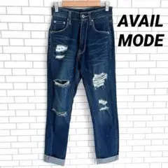 良品✨【AVAIL MODE】ダメージデニムパンツ インディゴブルー M相当