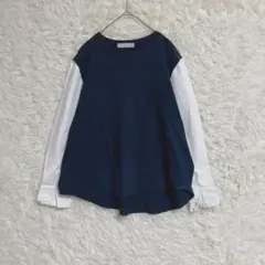 【GAUDI】 重ね着風 レイヤードトップス 長袖 Tシャツ カットソー