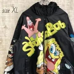 スポンジボブ レーシングジャケット　オーバーサイズ　ブルゾン　希少サイズ キッズ 古着 NICK by JH DESIGN Sponge Bob スポンジボブ