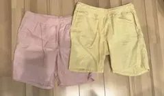 h&m 短パン メンズ　二枚　ピンク　イエロー　ショートパンツ　ハーフパンツ