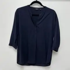 UNIQLO ネイビー M 七分袖シャツ