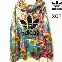 adidas 激レア 派手 花柄ボタニカル パーカー レディースXOT 3L