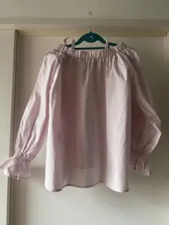 ピンク オフショルダー 長袖シャツ