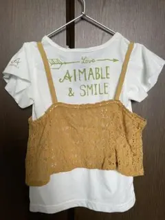 バックロゴプリント　キャミソール付きtシャツ  【新品】110