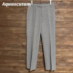 ♦︎【アクアスキュータム】チェック 千鳥格子 スラックス オフィスカジュアル M
