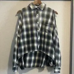 stussy women ドルマン肩出しネルシャツ