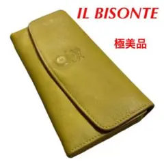 極美品 IL BISONTE イルビゾンテ レザー 長財布 イエロー フラップ