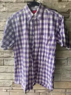 USED MOVIN 半袖シャツ M 紫と白のチェック