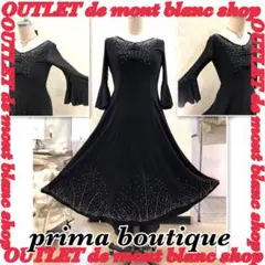 prima boutique黒 フレアスリーブ ビジュー付きダンスドレス