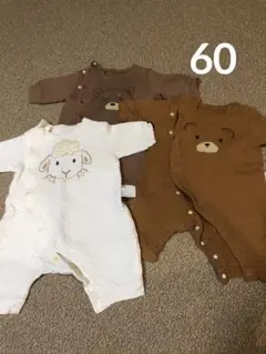 ユニクロ キルティングロンパース カバーオール 3枚セット 60cm
