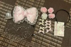 盛り髪 JK ピンク リボン セット